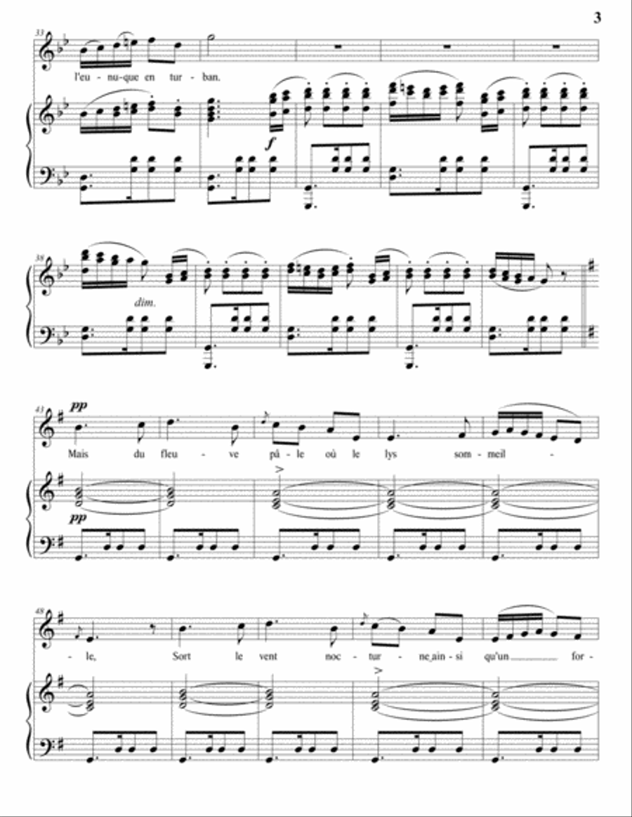 SAINT-SAËNS: La brise, Op. 26 no. 1 (transposed to G minor) Voice scores gallery preview page 4