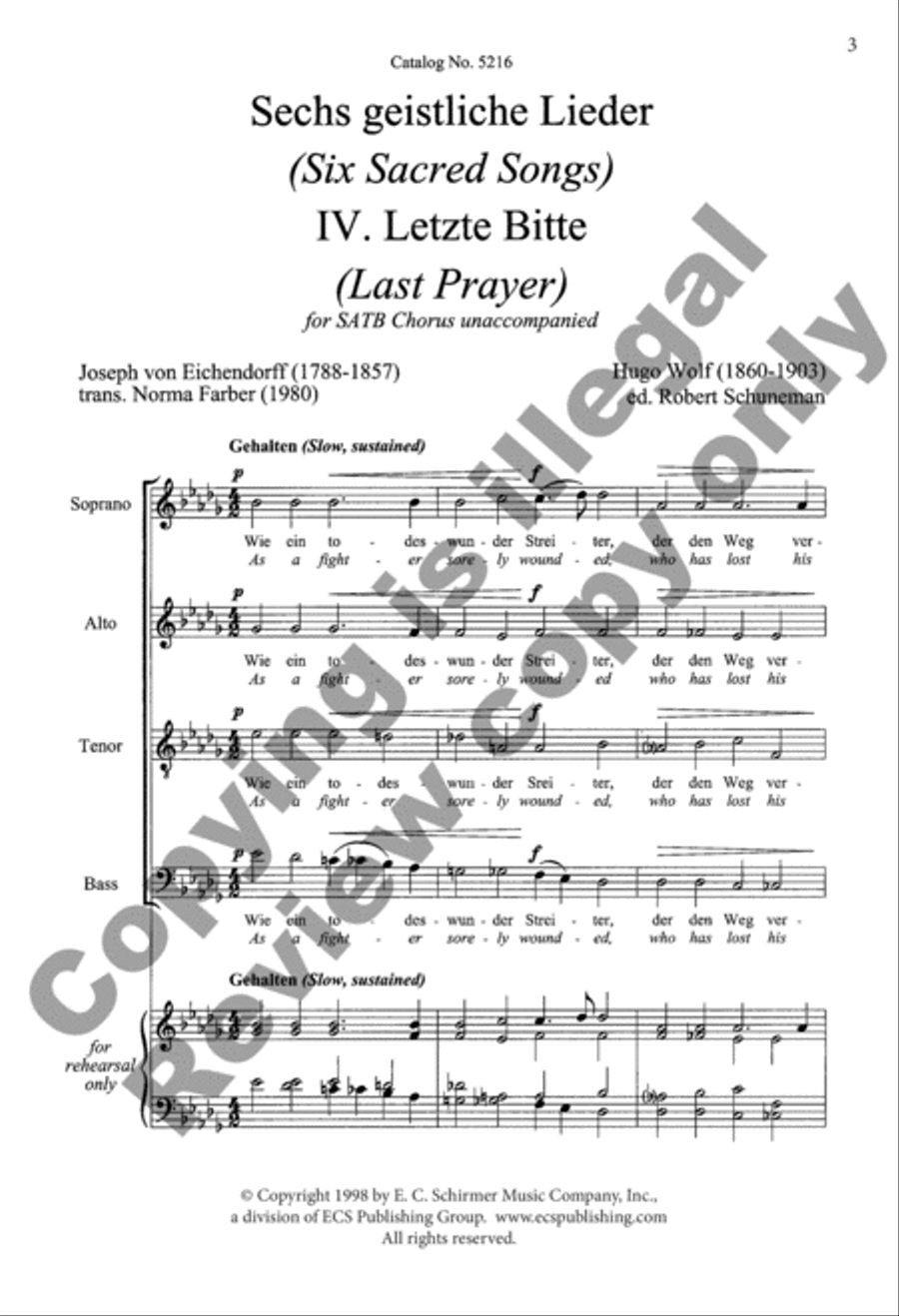 Six Sacred Songs: 4. Letzte Bitte (Last Prayer) 4-Part scores gallery preview page 3