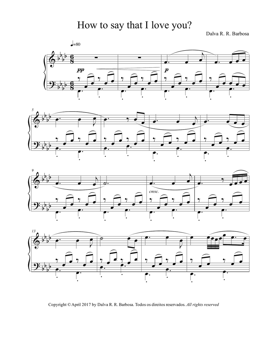 How to say that I love you Piano Solo scores gallery preview page 1