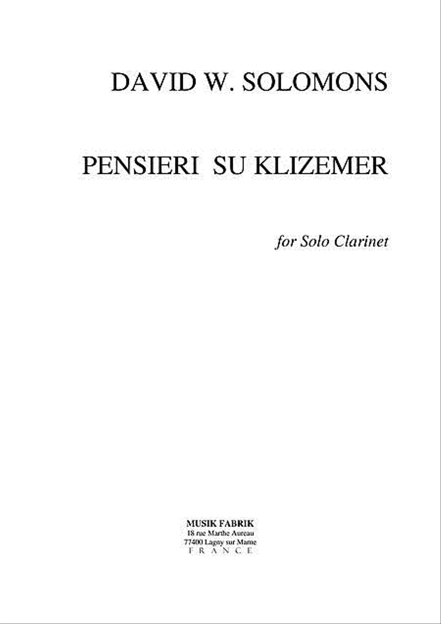 Pensieri su Klizemer Clarinet Solo scores gallery preview page 1