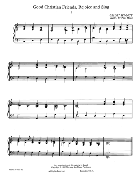 Good Christian Friends, Rejoice and Sing (2 settings) (Hymn Harmonization)