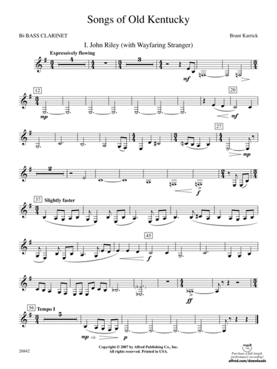 Songs of Old Kentucky: B-flat Bass Clarinet