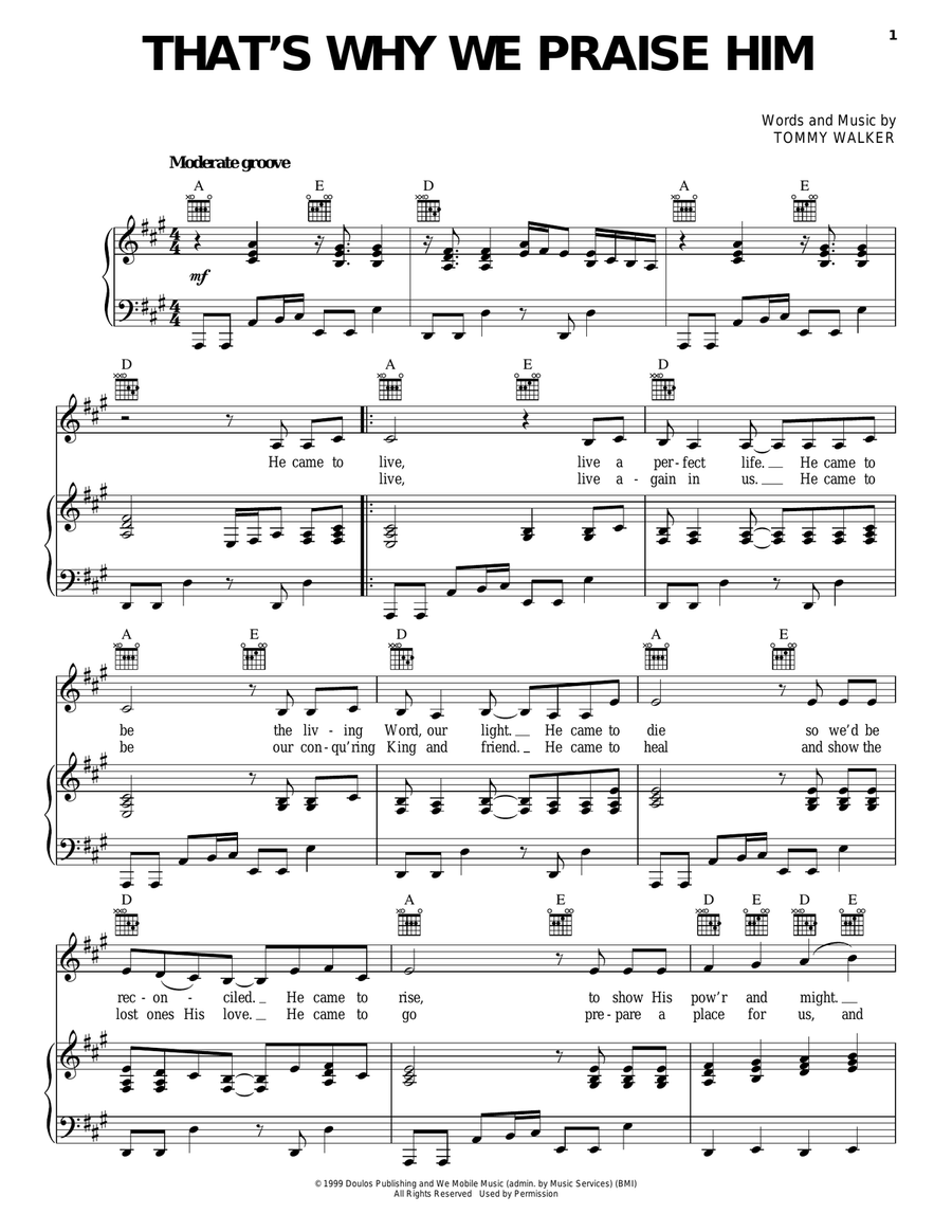 That's Why We Praise Him That's Why We Praise Him Piano, Vocal, Guitar scores gallery preview page 1