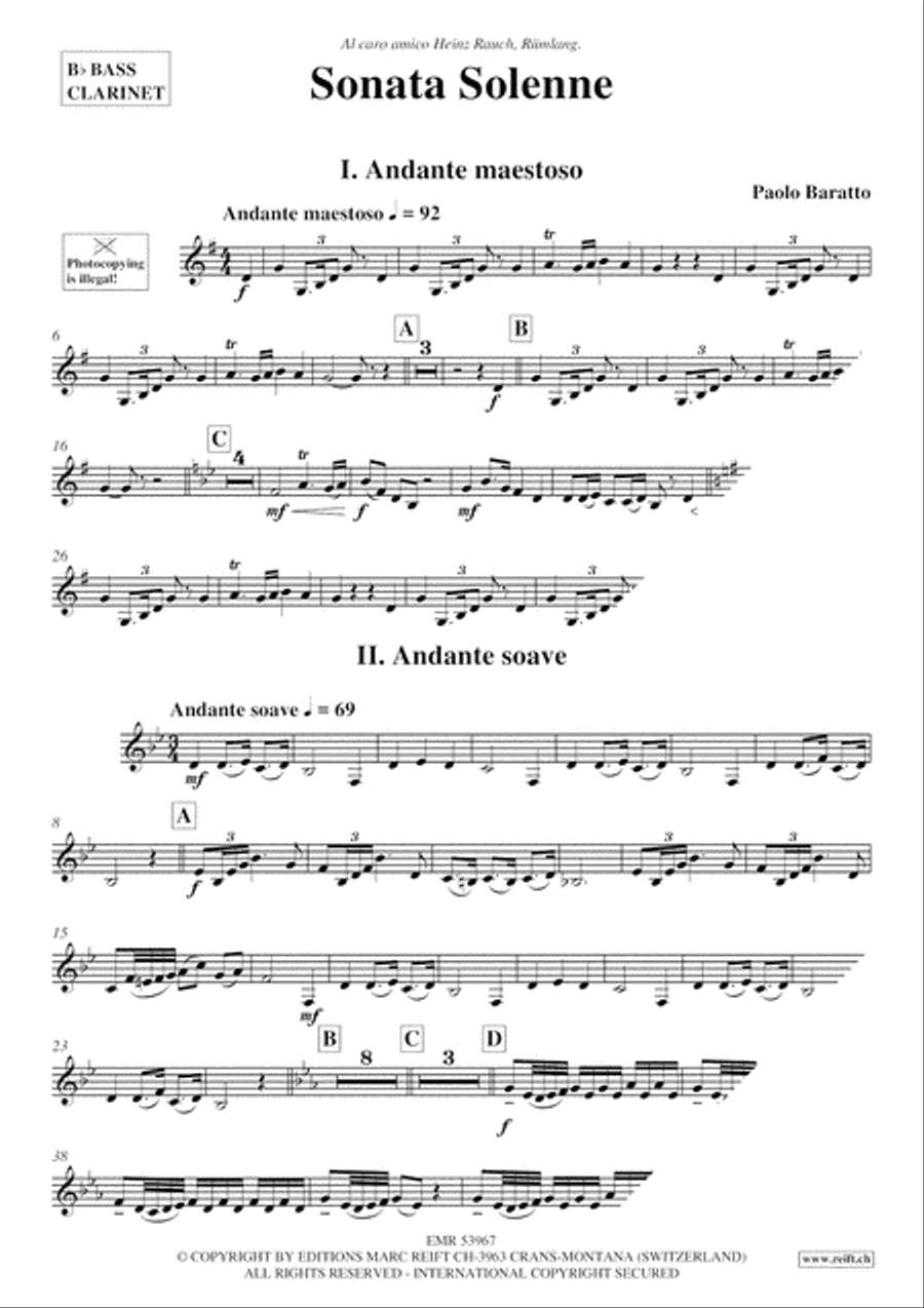 Sonata Solenne Bass Clarinet scores gallery preview page 3