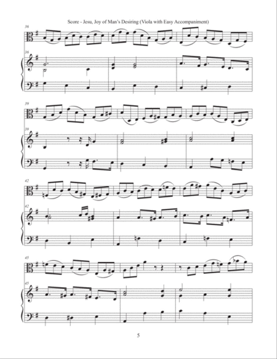 Jesu, Joy of Man’s Desiring (Viola with Easy Accompaniment) Viola Solo scores gallery preview page 5
