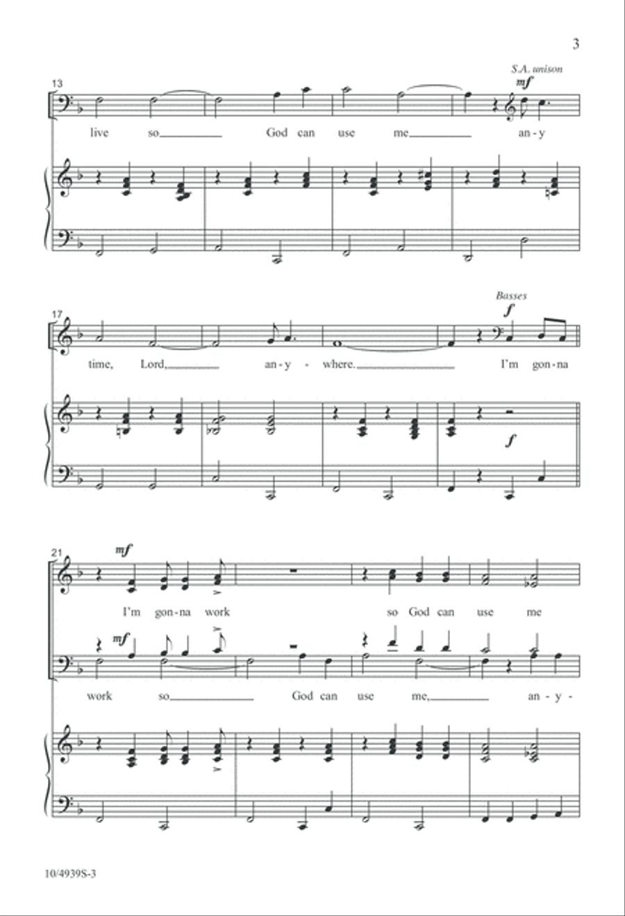 I'm Gonna Live So God Can Use Me 4-Part scores gallery preview page 3
