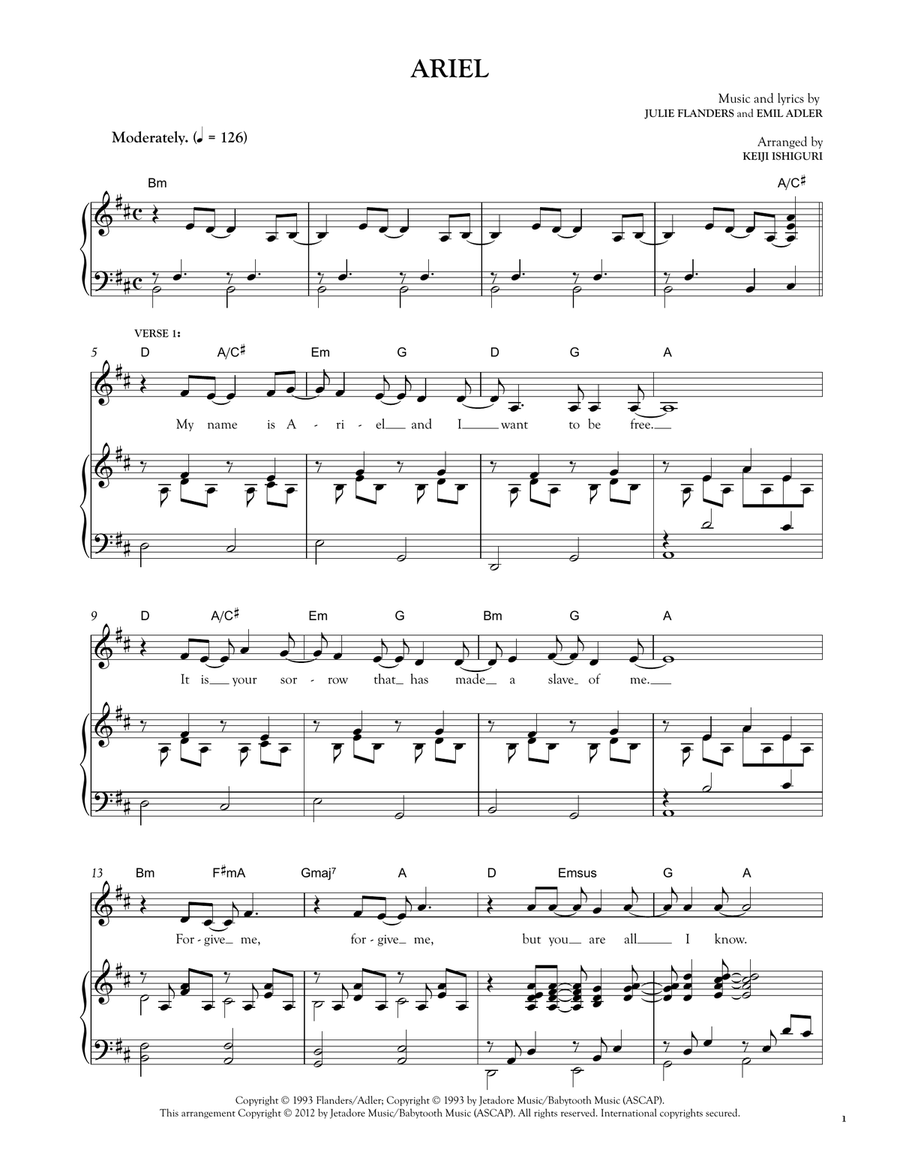 Ariel Piano, Vocal scores gallery preview page 1