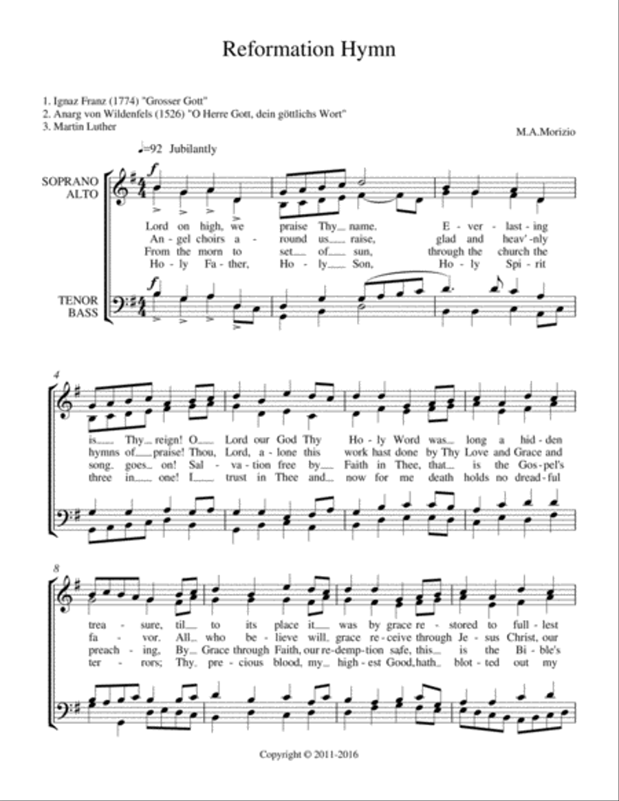REFORMATION HYMN (SATB) 4-Part scores gallery preview page 2