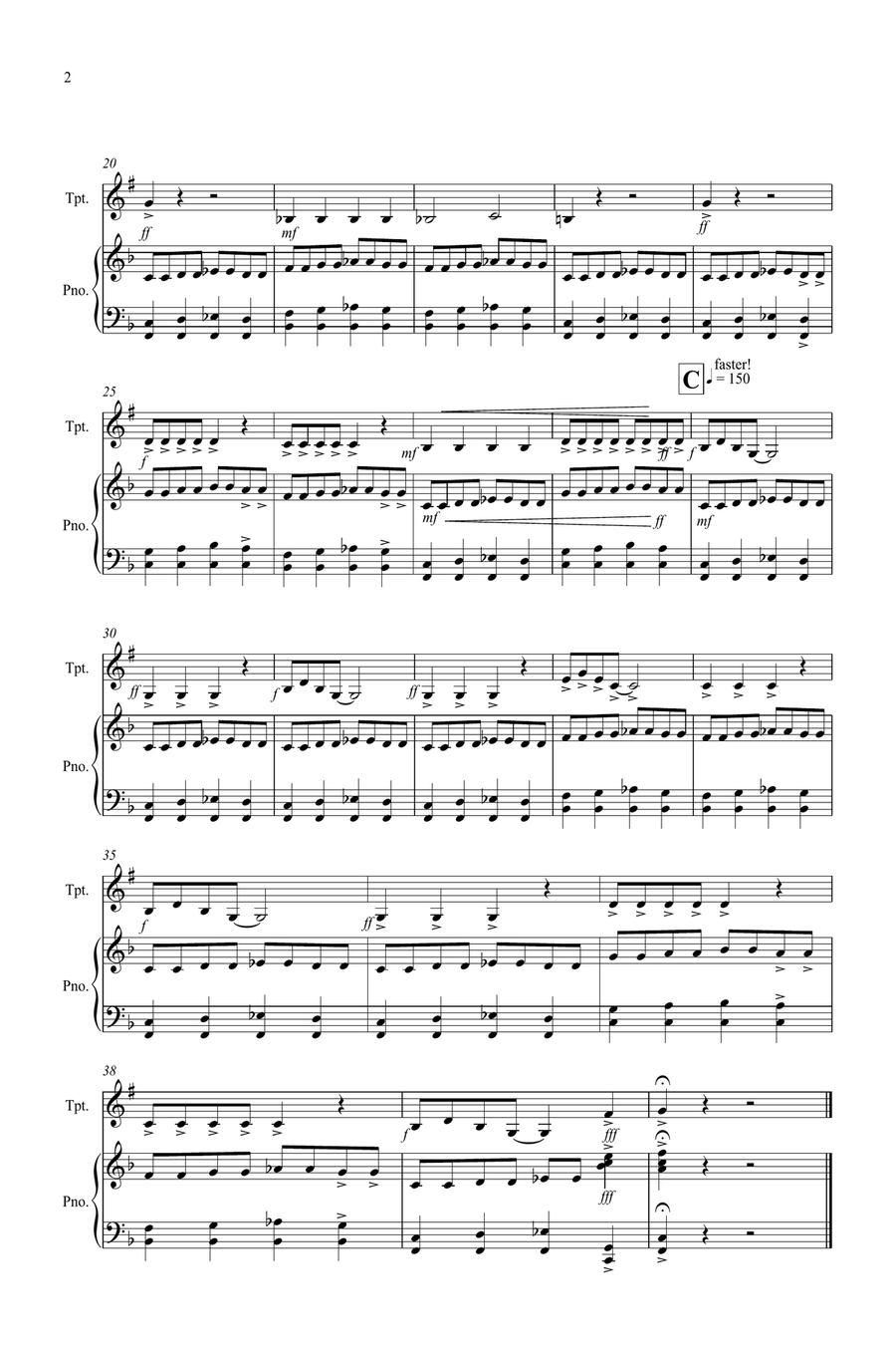 Burnie's Boogie for Easy Trumpet and Piano B-Flat Trumpet scores gallery preview page 2