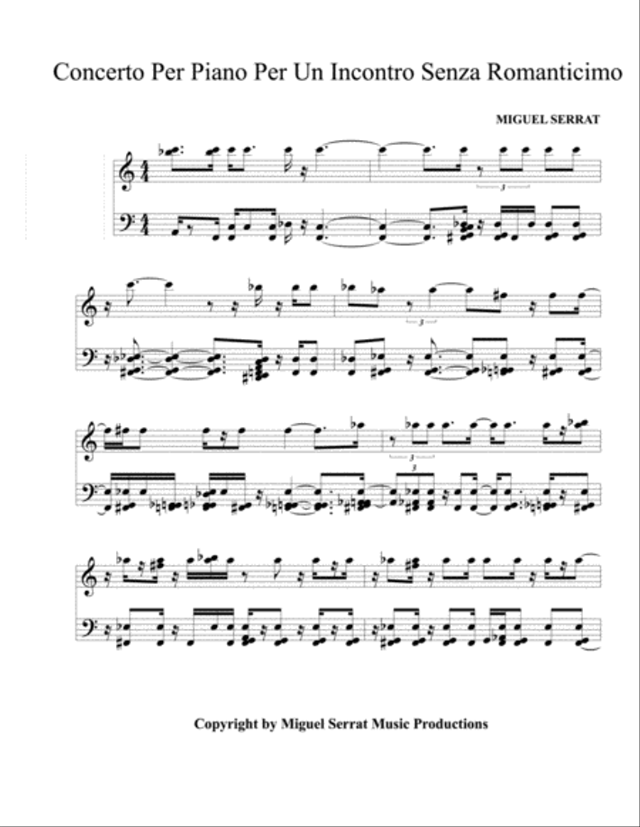 Concerto Per Piano Per Un Incontro Senza Romanticimo in C# Maggiore Piano, Vocal, Guitar scores gallery preview page 1