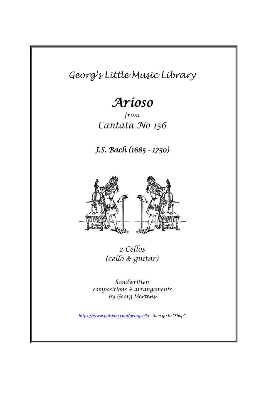 Bach Arioso for cello & guitar / 2 cellos Bach Arioso for cello & guitar / 2 cellos String Duet scores gallery preview page 1