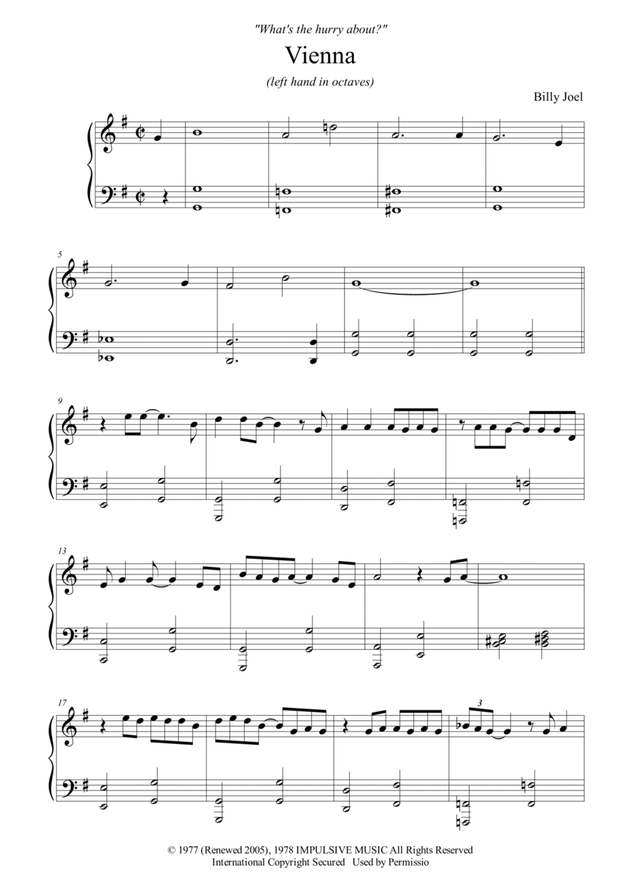 Vienna Easy Piano scores gallery preview page 1