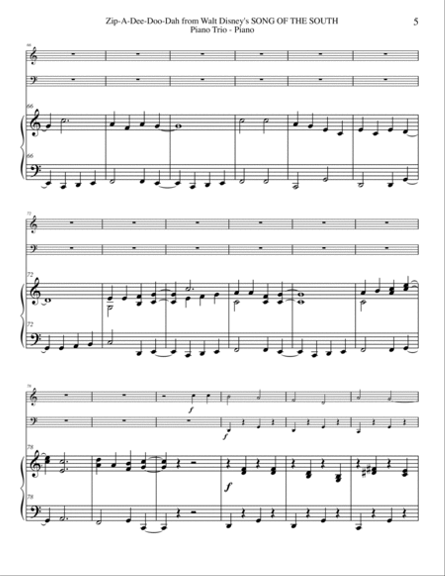 Zip-A-Dee-Doo-Dah Piano Trio scores gallery preview page 5