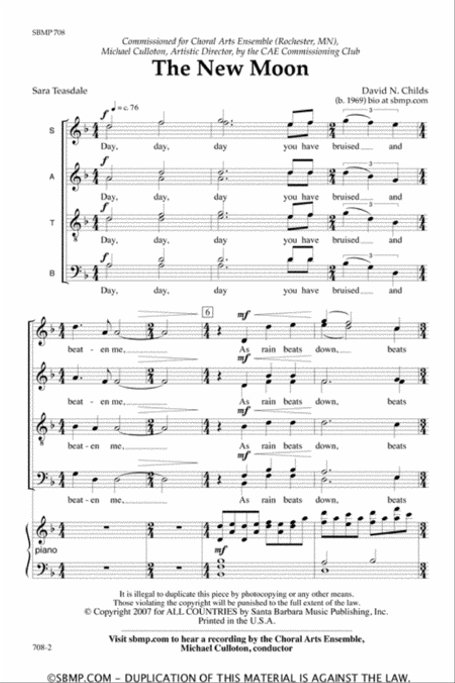 The New Moon - SATB divisi Octavo Divisi scores gallery preview page 2