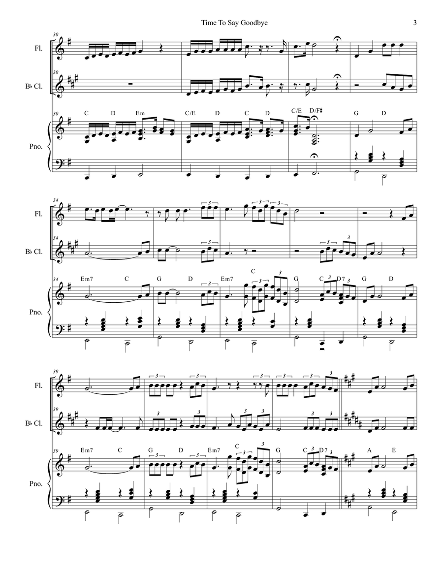 Time To Say Goodbye Woodwind Duet scores gallery preview page 3