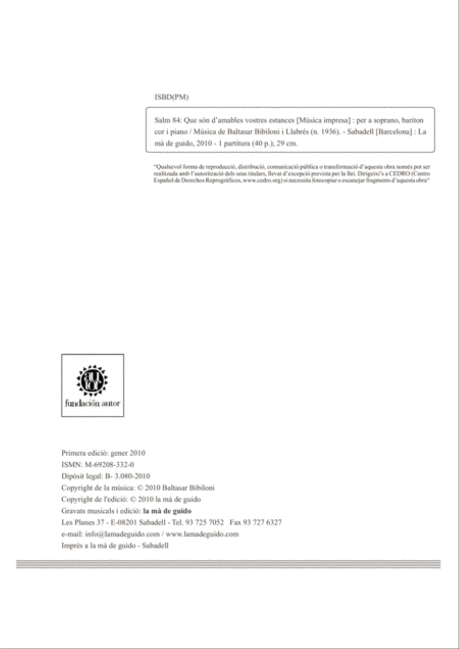 Salm 84: Que són d'amables les vostres estances 4-Part scores gallery preview page 4