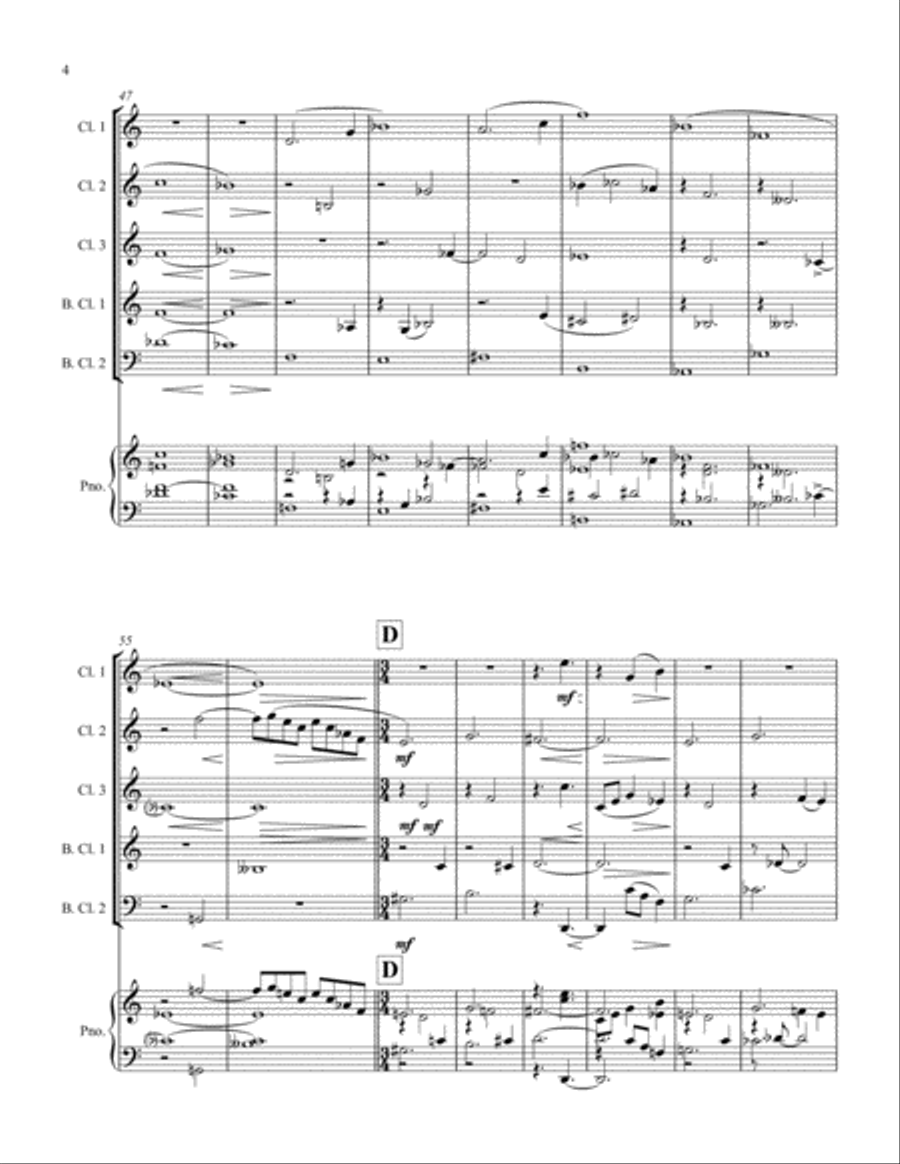 Nocturne #2 for 5 clarinets Clarinet Quintet scores gallery preview page 4