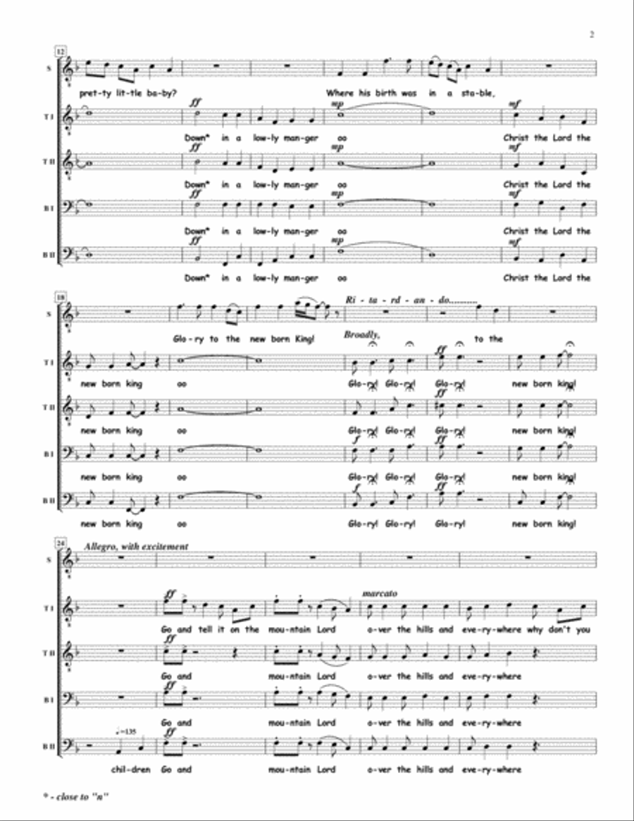 GLORY GLORY GLORY TO THE NEWBORN KING TTBB scores gallery preview page 2