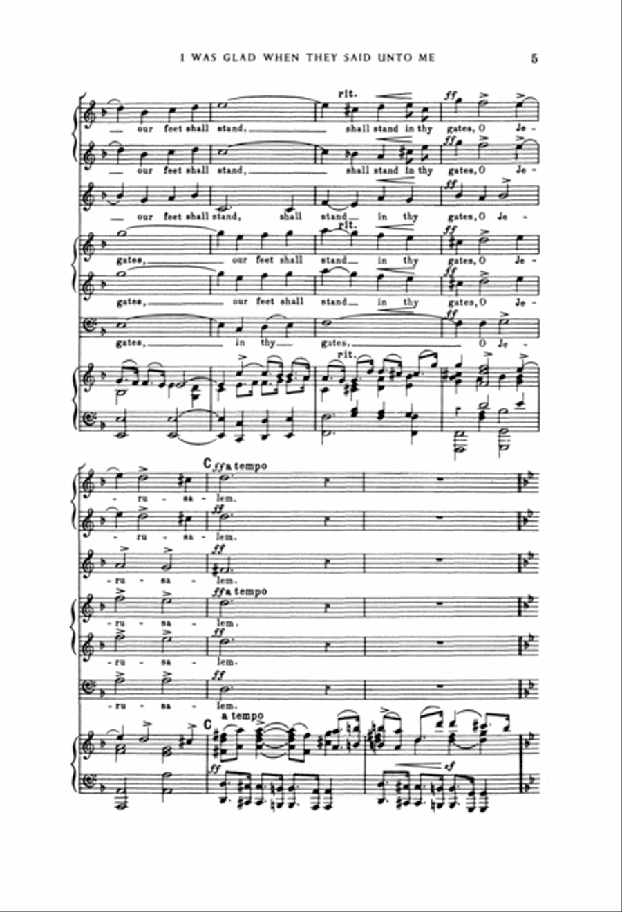 I Was Glad When They Said Unto Me 4-Part scores gallery preview page 4