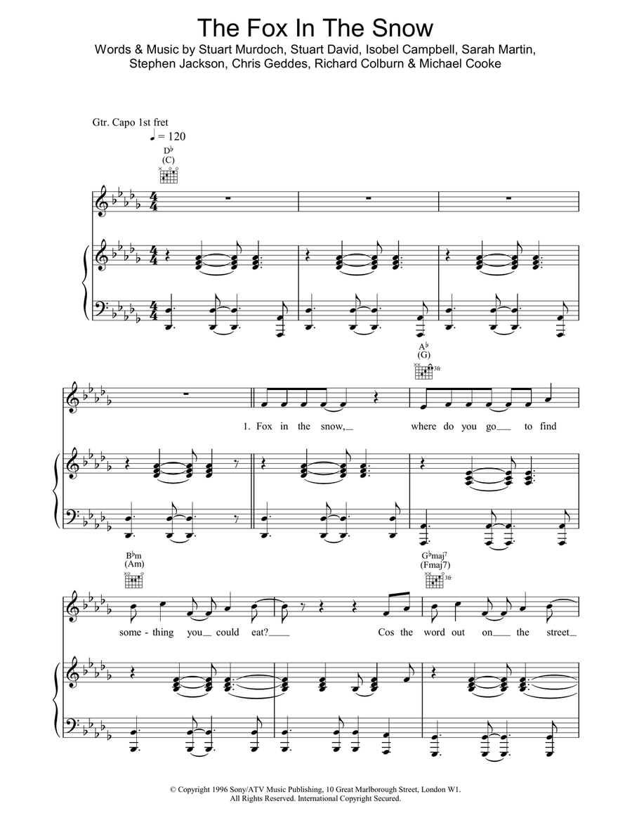 Fox In The Snow Piano, Vocal, Guitar scores gallery preview page 1