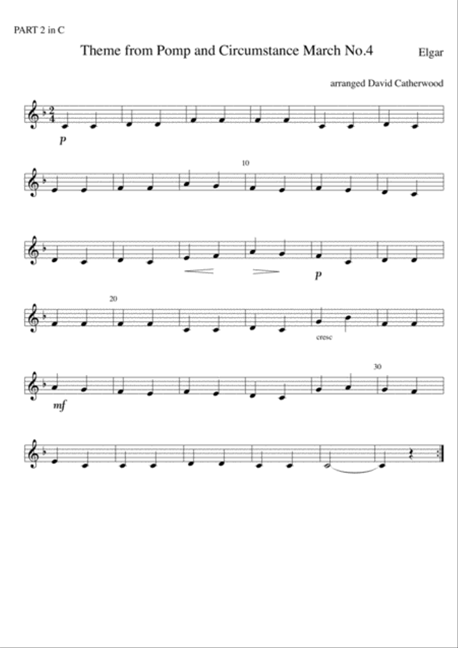 Theme from Pomp and Circumstance March No. 4 by Elgar arr. for flexible ensemble (David Catherwood) Concert Band scores gallery preview page 5