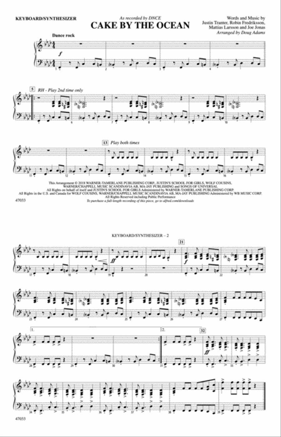 Cake by the Ocean: Piano Accompaniment Piano Accompaniment scores gallery preview page 1