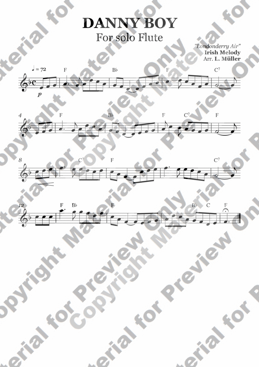 Danny Boy - For Flute - With Chords image number null