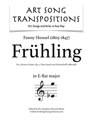 Book cover for HENSEL: Frühling, Op. 7 no. 3 (transposed to E-flat major)