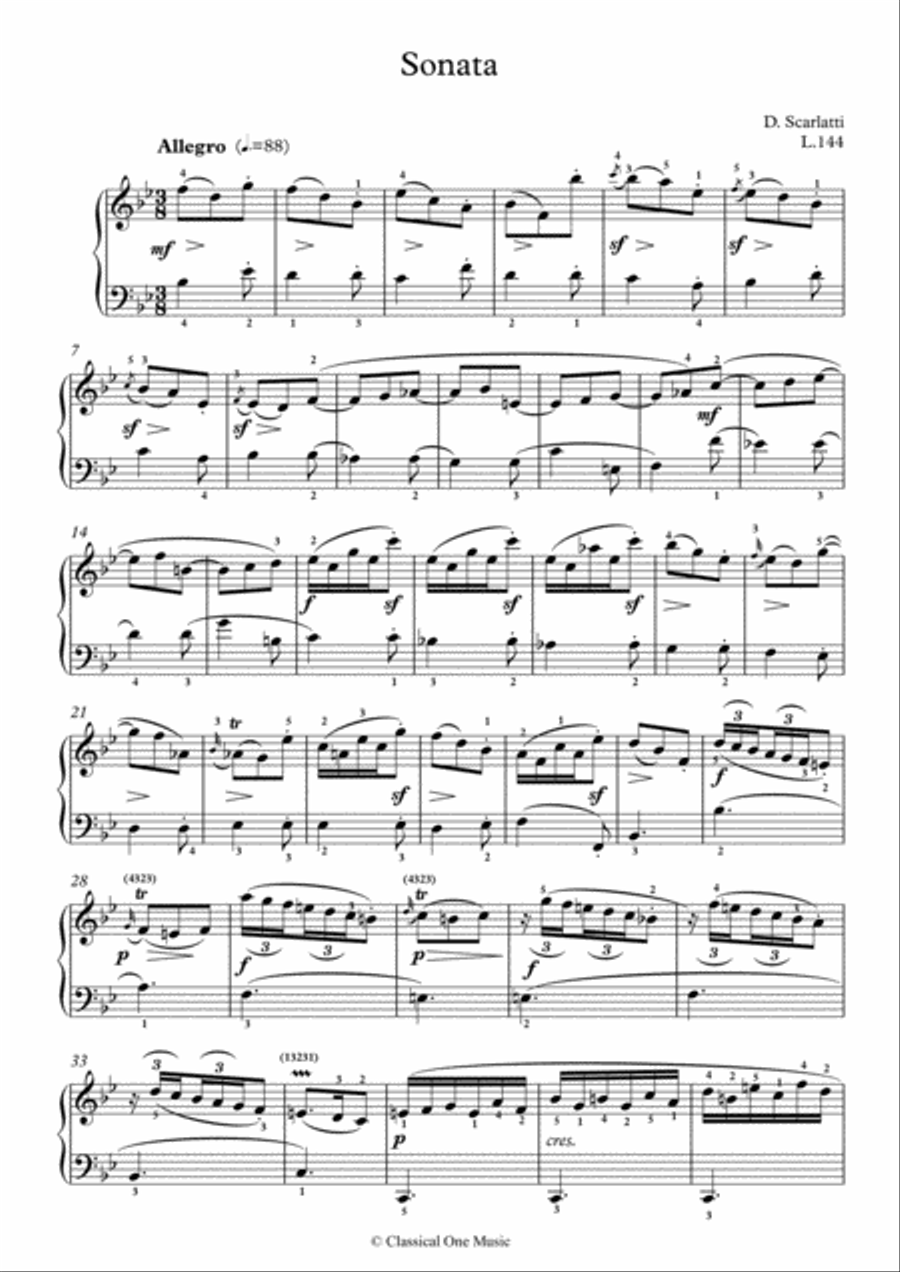 Scarlatti-Sonata in B-Major L.144 K.311(piano) Piano Solo scores gallery preview page 2