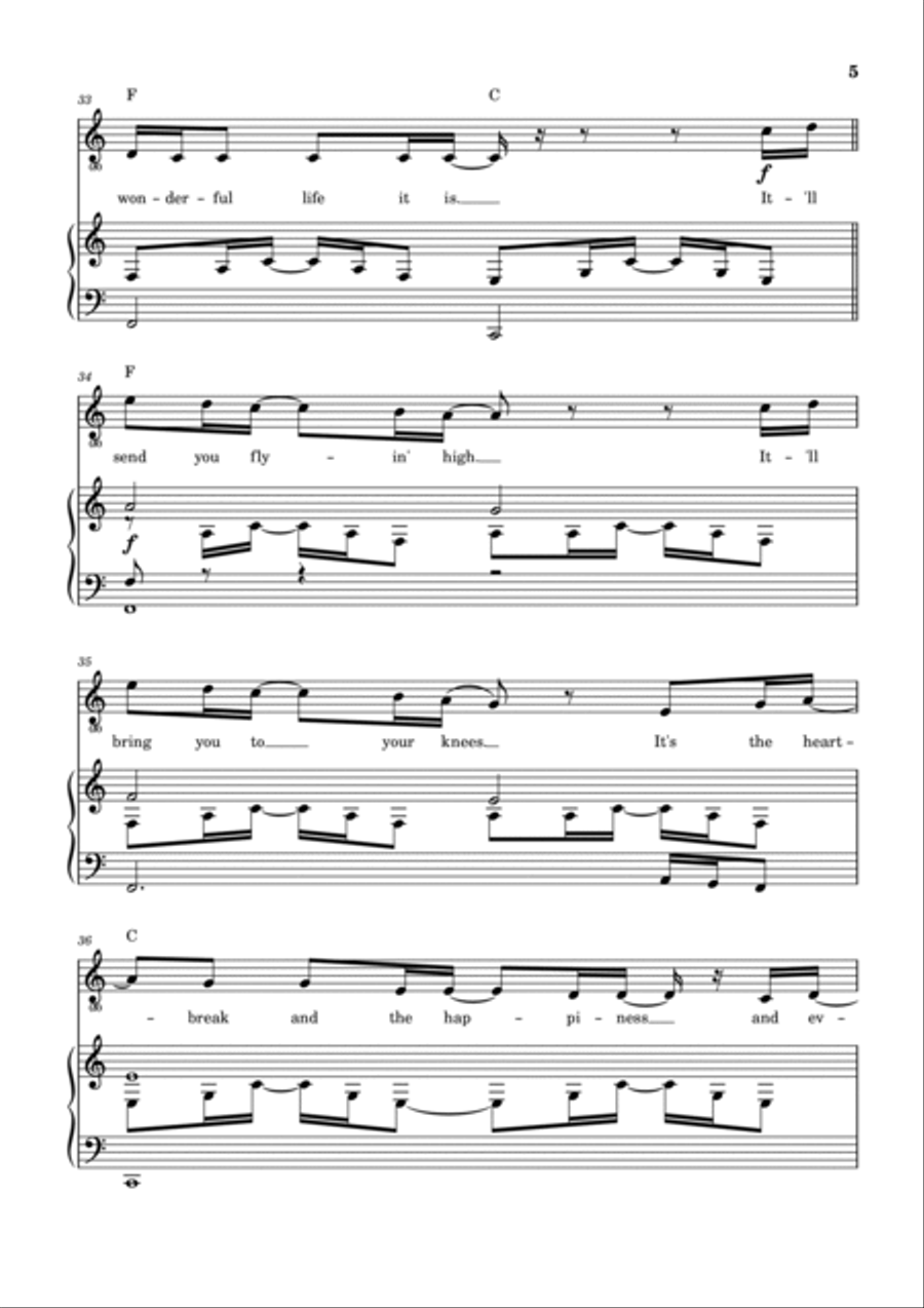Wonderful Life Piano, Vocal, Guitar scores gallery preview page 6