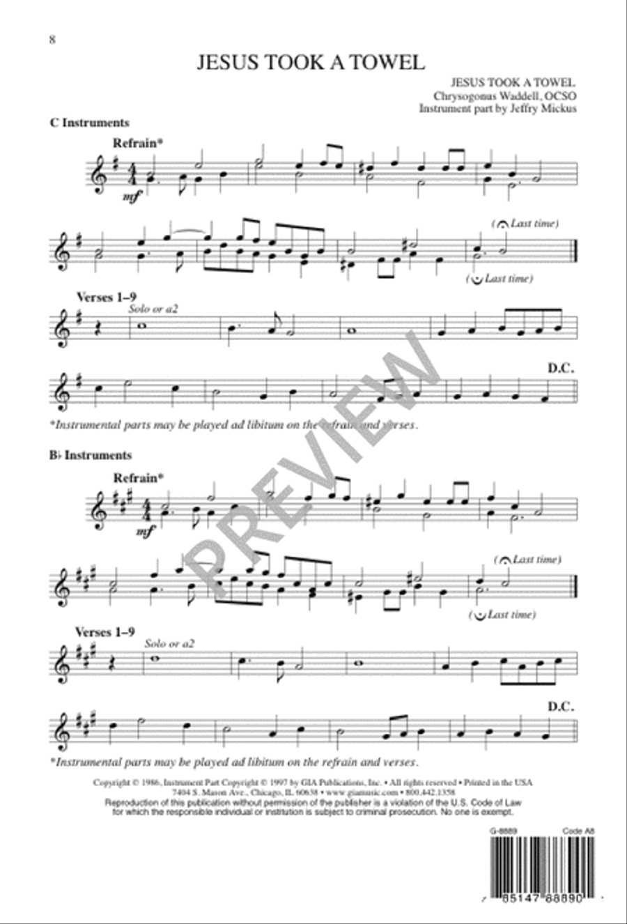 Jesus Took a Towel Jesus Took a Towel Unison Choir scores gallery preview page 9
