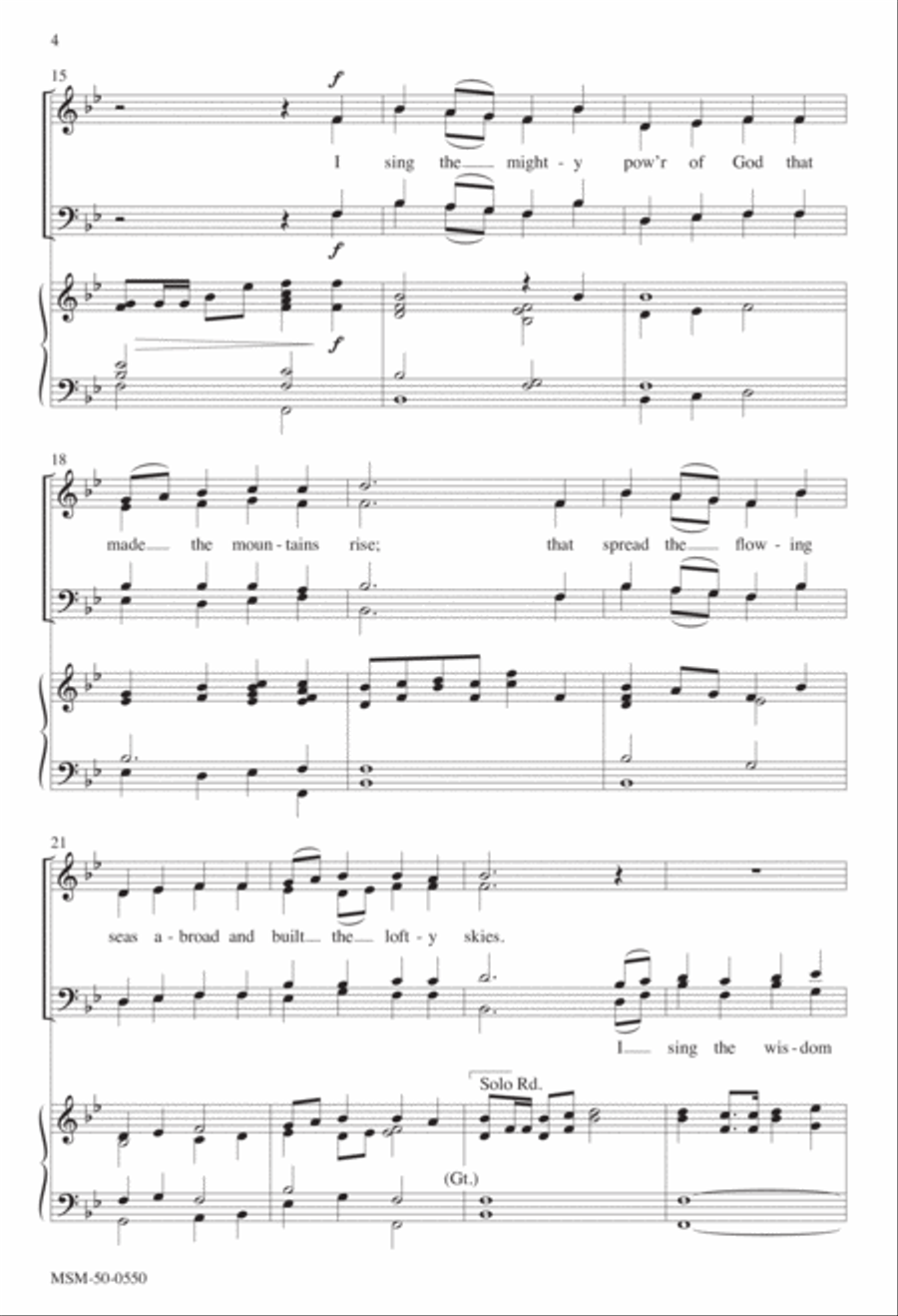 I Sing the Mighty Power of God 4-Part scores gallery preview page 3