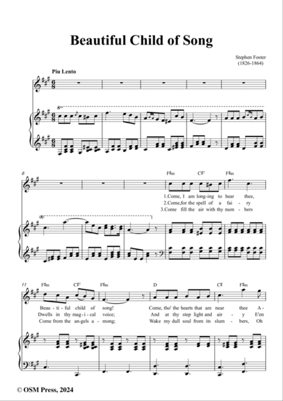 S. Foster-Beautiful Child of Song,in A Major Voice scores gallery preview page 2