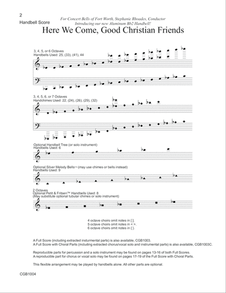 Here We Come, Good Christian Friends - Handbell Score Handbell Choir scores gallery preview page 2