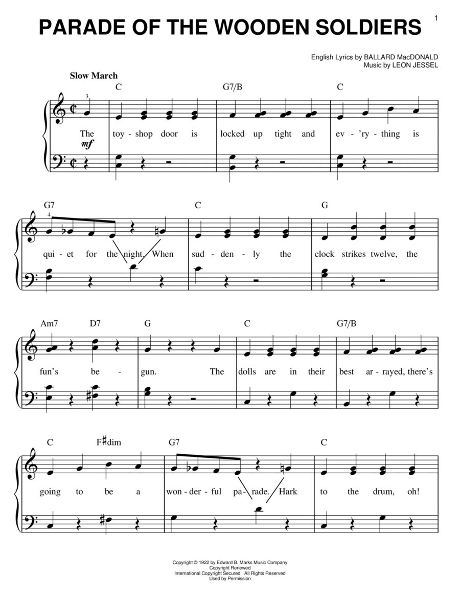 Parade Of The Wooden Soldiers Easy Piano scores gallery preview page 1