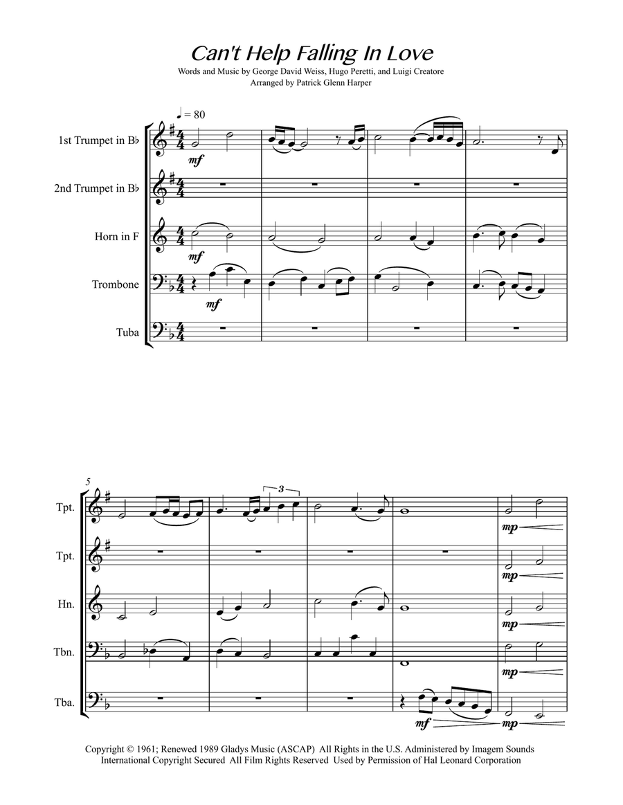 Can't Help Falling In Love School and Community scores gallery preview page 2