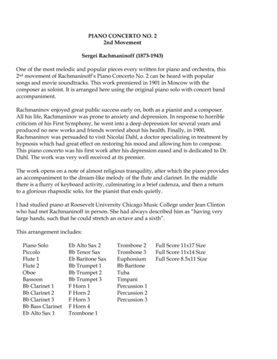 Piano Concerto No. 2 - 2nd Movement Concert Band scores gallery preview page 2