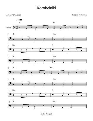 Korobeiniki (from Tetris) - Tuba Lead Sheet - Chord Symbols