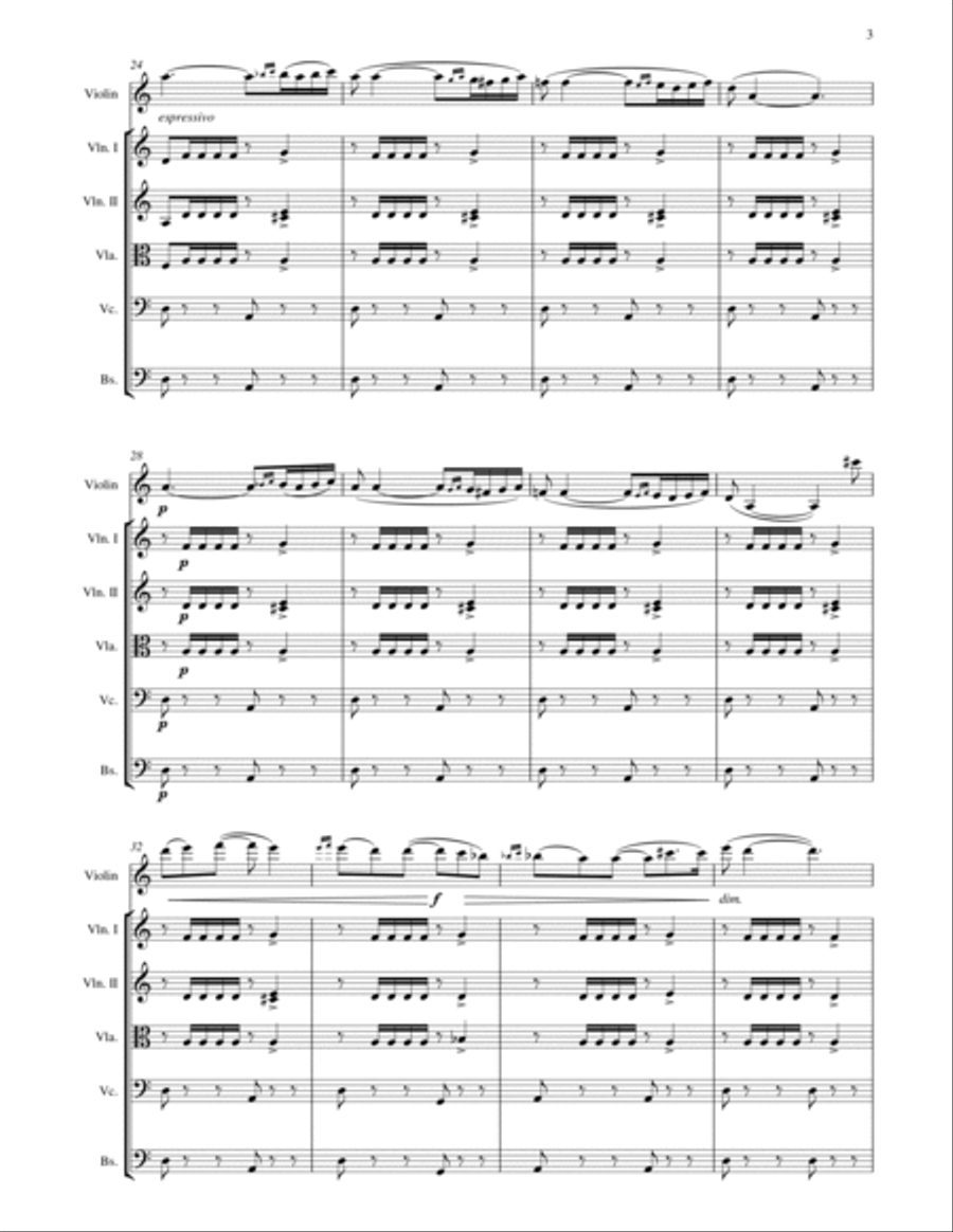 Sarasate : Romance Andaluse for Violin and String Orchestra String Orchestra scores gallery preview page 3