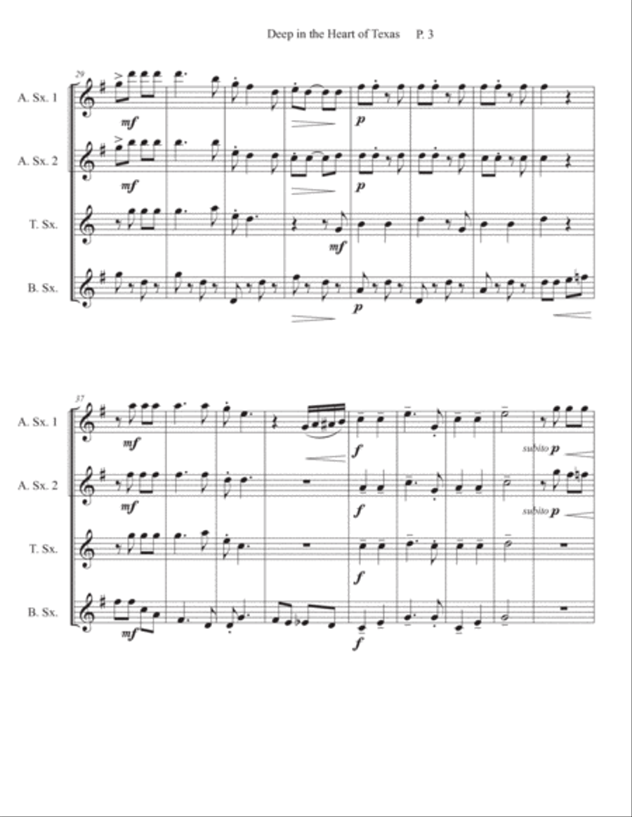 Deep In The Heart Of Texas Woodwind Quartet scores gallery preview page 4