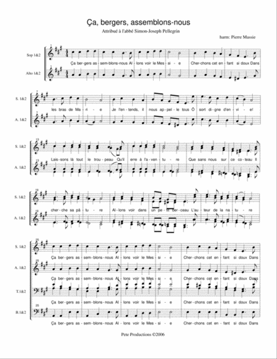 Ça, bergers, assemblons nous 4-Part scores gallery preview page 1