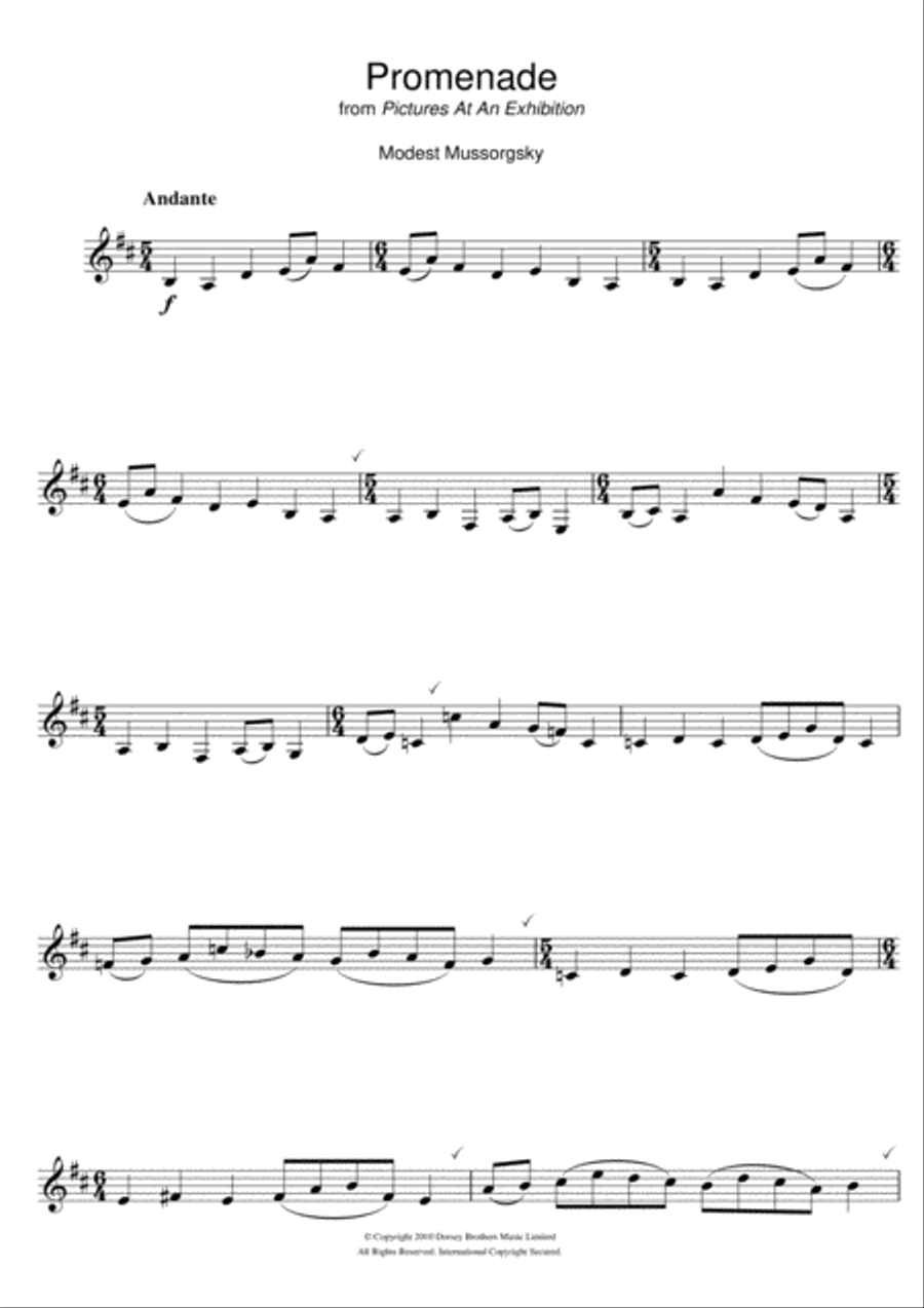 Promenade (from Pictures At An Exhibition) Clarinet Solo scores gallery preview page 1