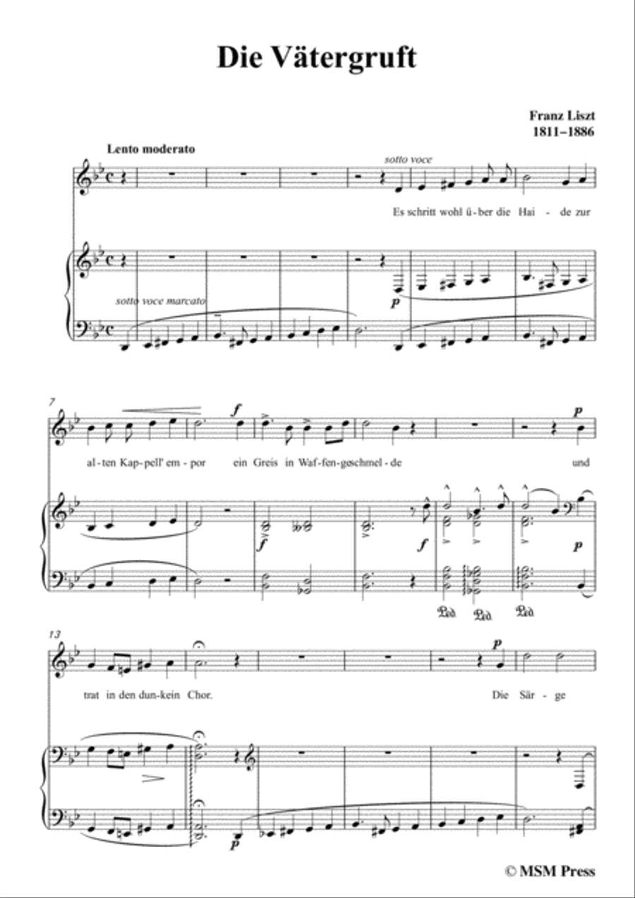 Liszt-Die Vätergruft in g minor,for Voice and Piano Voice Solo scores gallery preview page 3