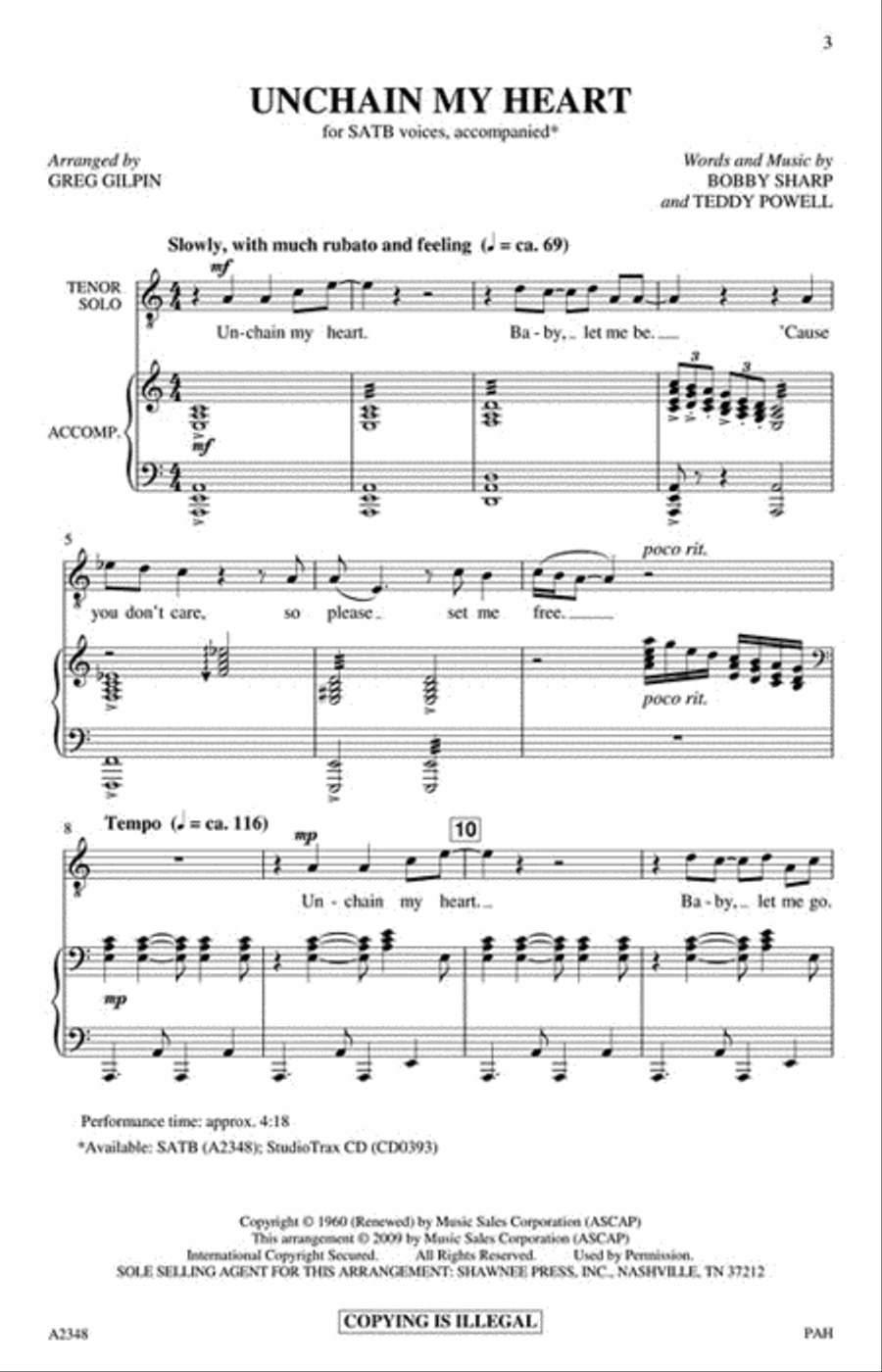 Unchain My Heart 4-Part scores gallery preview page 2