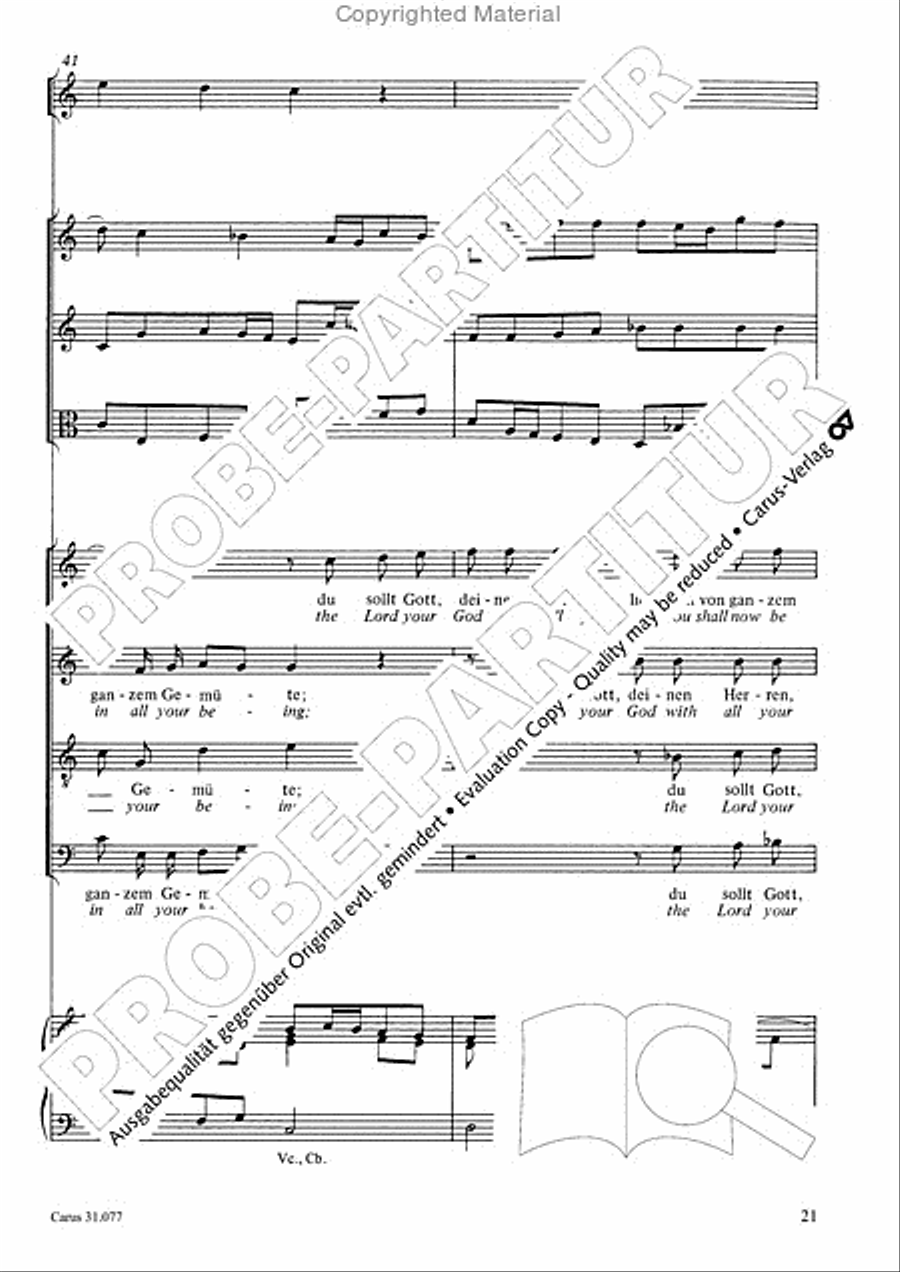 The Lord your God you shall now be loving (Du sollt Gott, deinen Herren, lieben) 4-Part scores gallery preview page 22
