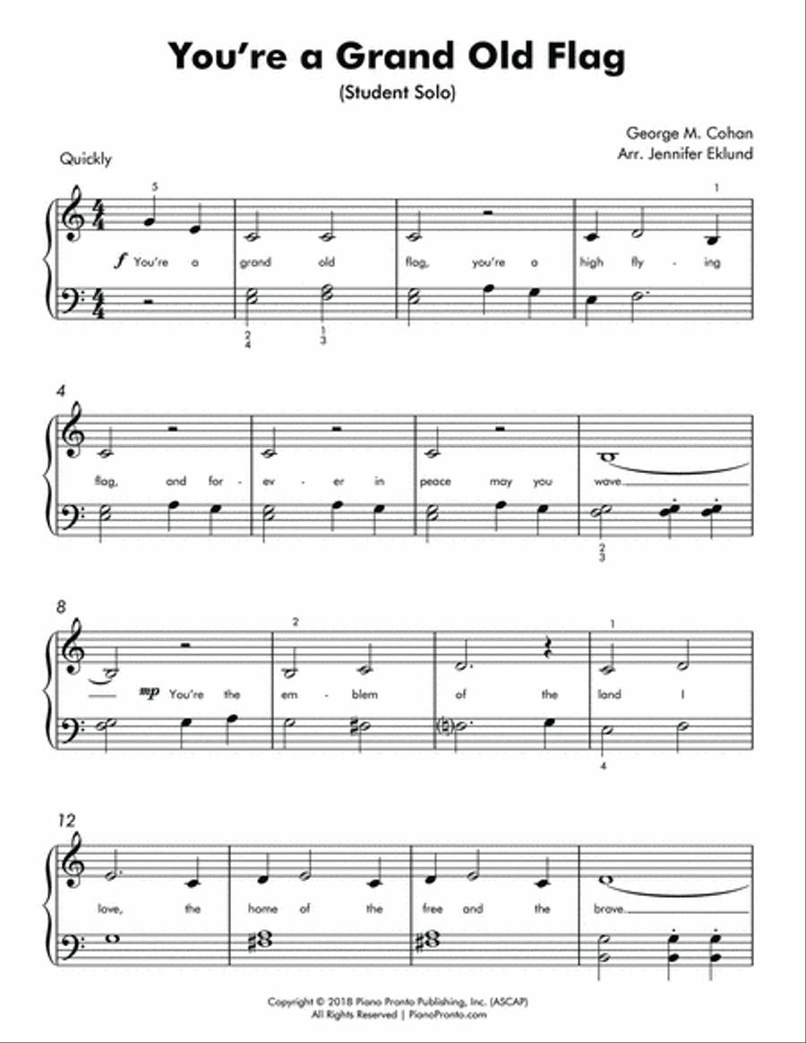 You're a Grand Old Flag (Easy Piano with Duet) Easy Piano scores gallery preview page 2