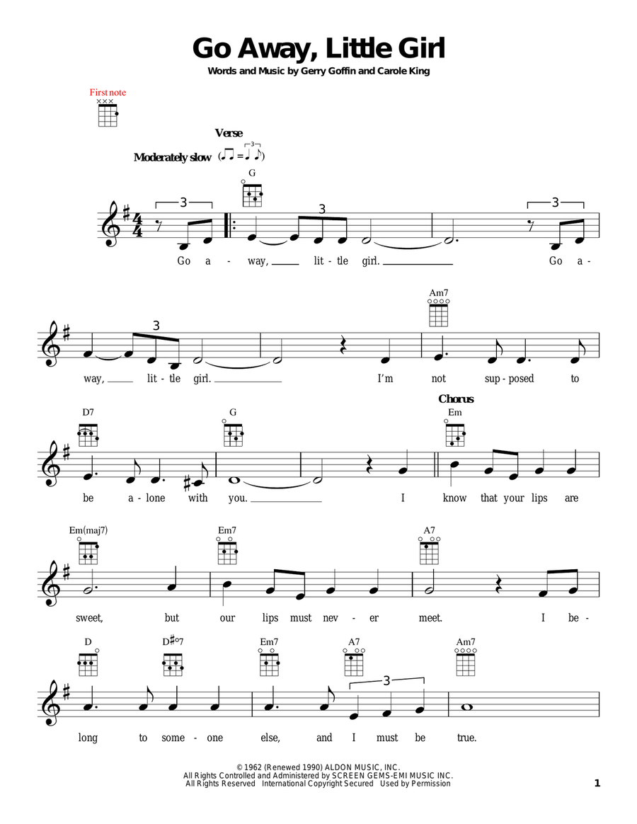 Go Away, Little Girl Ukulele scores gallery preview page 1