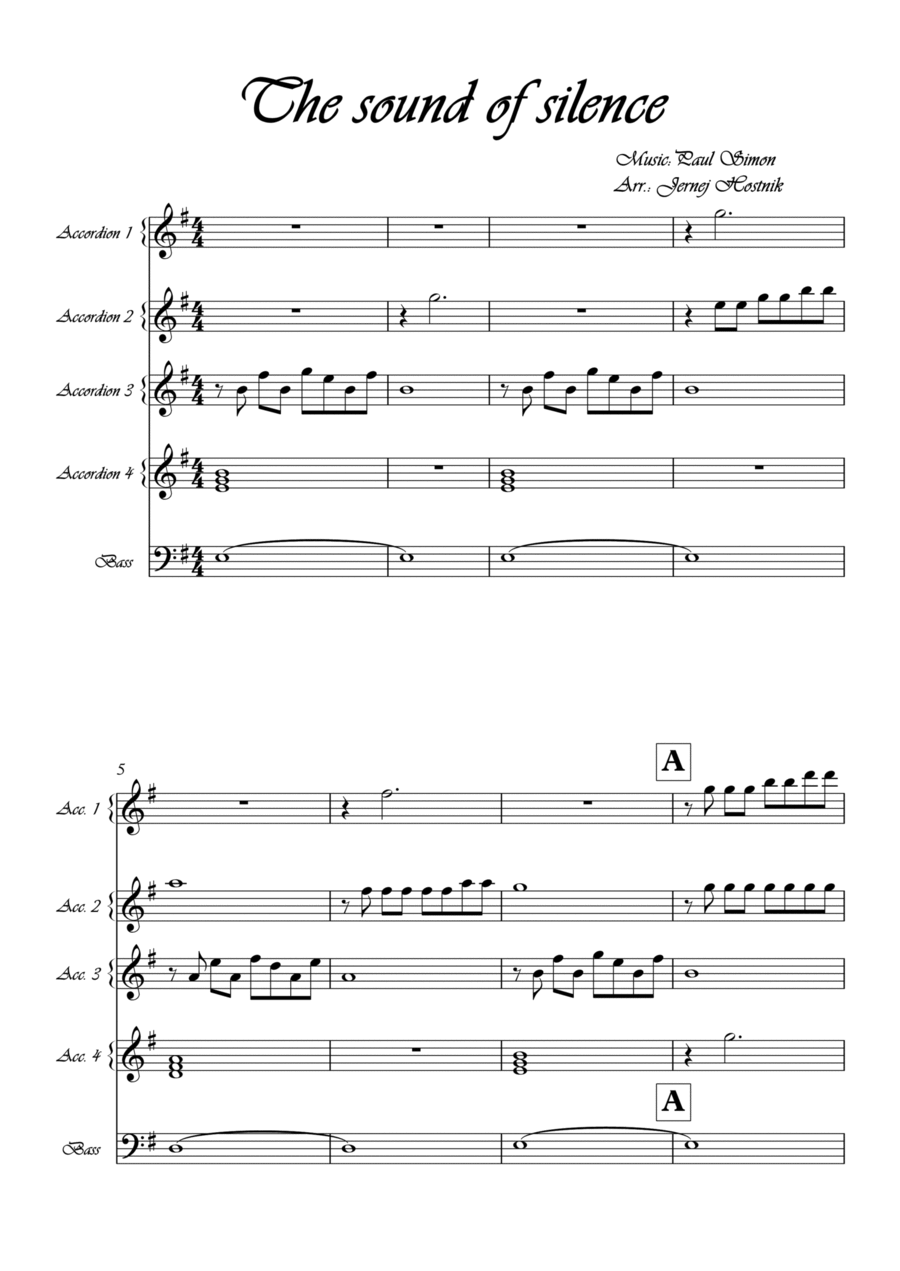 The Sound Of Silence Small Ensemble scores gallery preview page 1