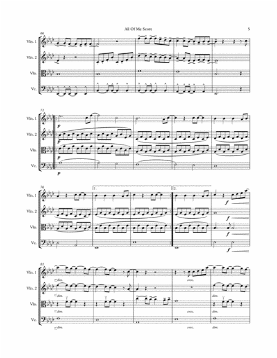 All Of Me All Of Me String Quartet scores gallery preview page 6