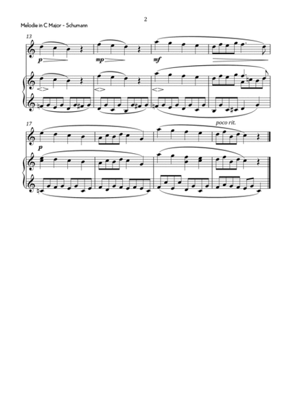 Schumann - Melodie (Melody) in C Major - Easy image number null